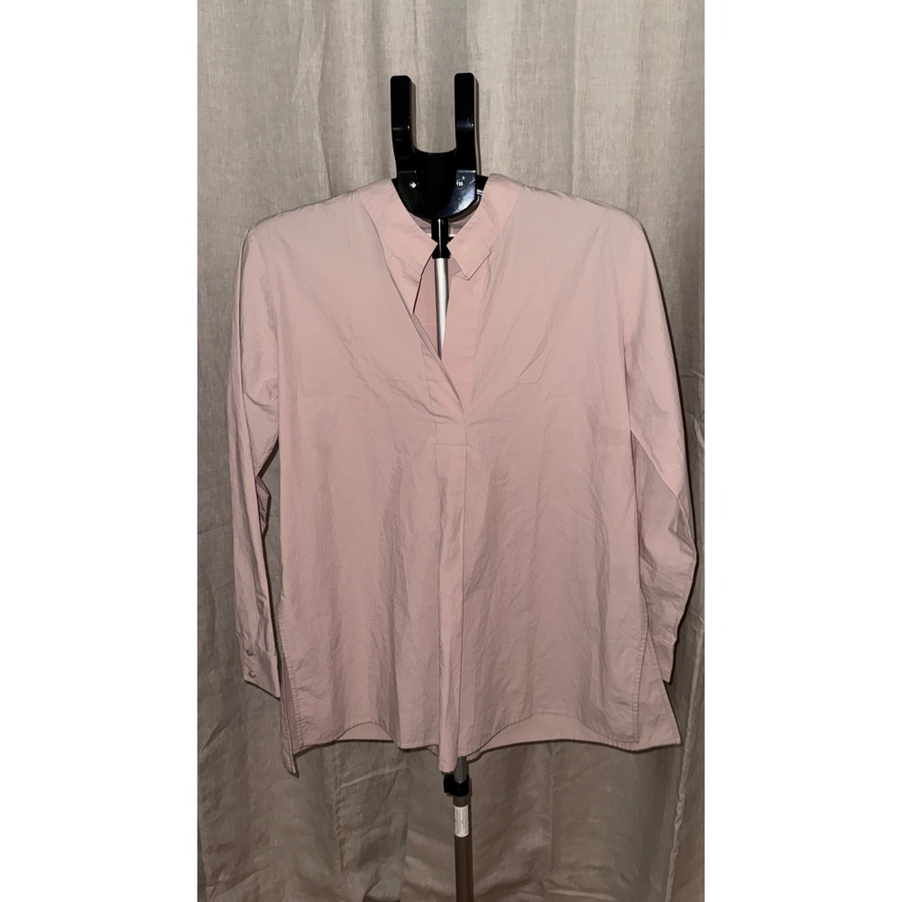 Eileen Fisher S/P Pink Popover Tunic Blouse Collared Long Sleeve Petite